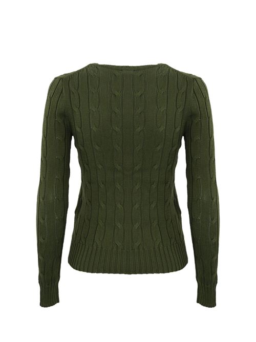 Maglione a trecce con logo Military green POLO RALPH LAUREN | 211891640030